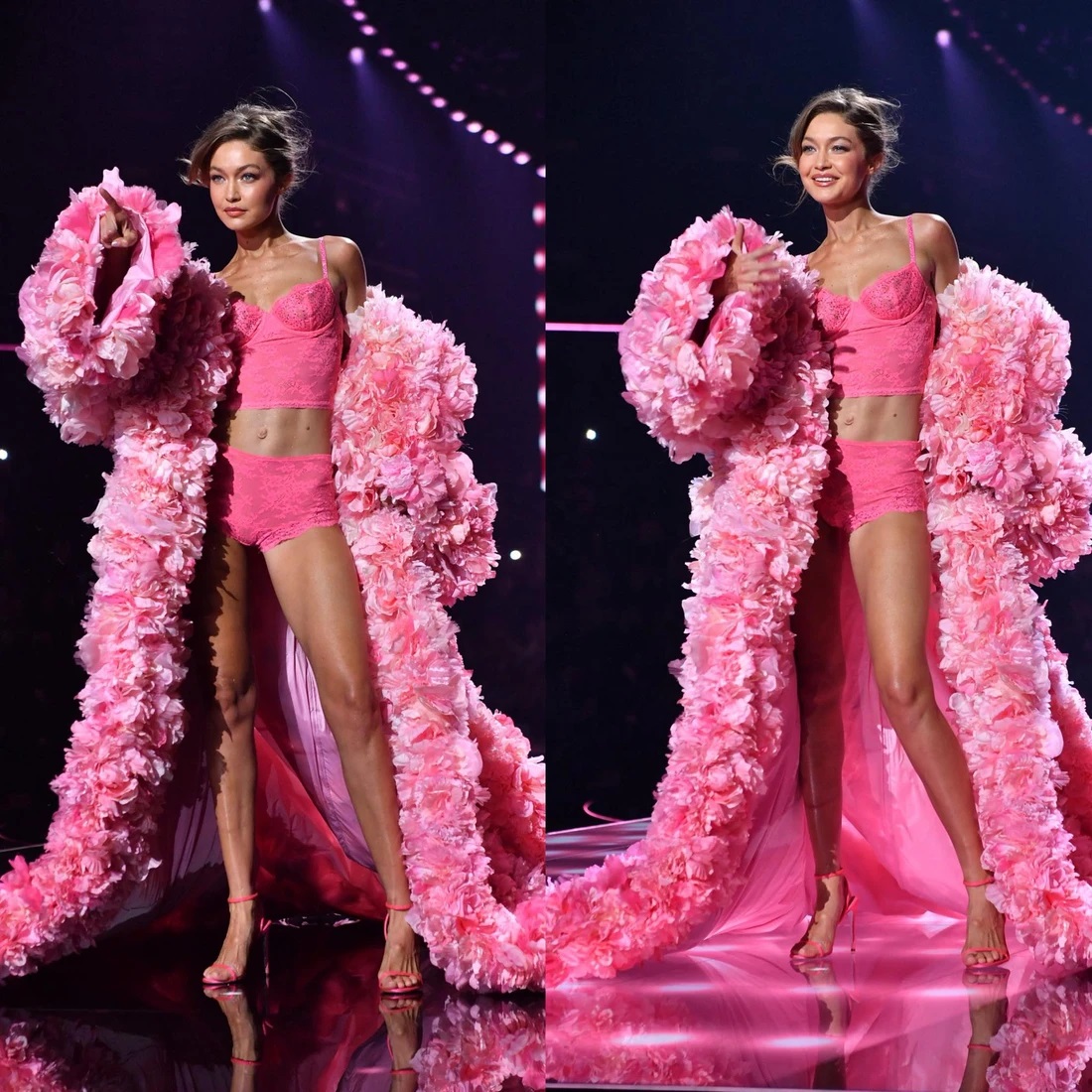 جی‌جی حدید در نمایش مد ویکتوریا سکرت ۲۰۲۵